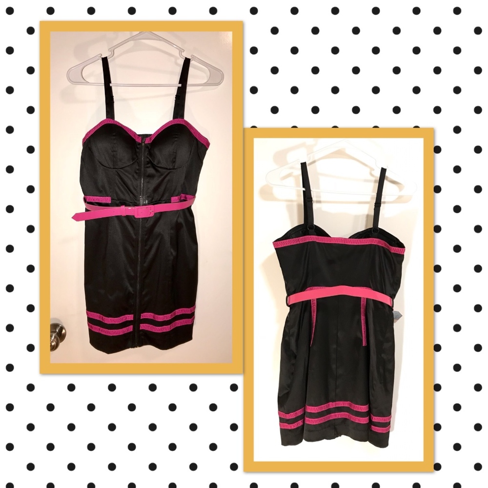Black and hot pink short mini dress